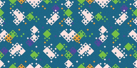 Simple glitch geometric seamless abstract banner with playful woven summer color. Bright whimsical gender neutral border bold irregular shape textile cotton effect edging.