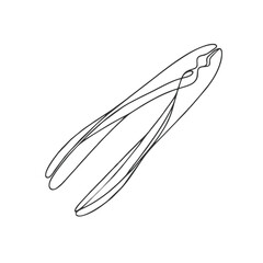 Tongs. Icon. Vector drawing. One line art. A simple drawing of a continuous line of kitchen utensils, dishes.