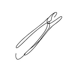 Tongs. Icon. Vector drawing. One line art. A simple drawing of a continuous line of kitchen utensils, dishes.