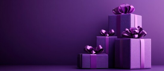 Purple Gift Boxes With Ribbons