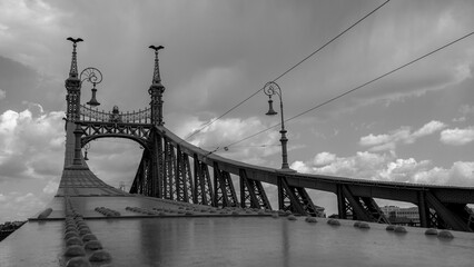 Monochrome capture of Liberty Bridge in Budapest