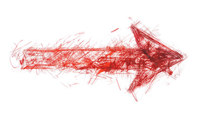 Naklejka premium photo of a simple red arrow, meticulously hand-drawn to illustrate both upward and downward movements