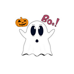 Halloween Ghost, Pumpkin Cute, Drawing