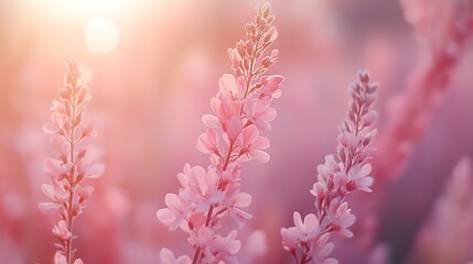 Delicate Pink Flowers in Soft Sunlight - Nature Photography