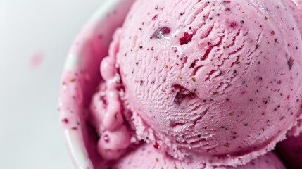Close-Up of Plum Ice Cream with Cardamom Seeds Against White Background