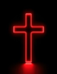 Obraz premium Neon red cross on a black background