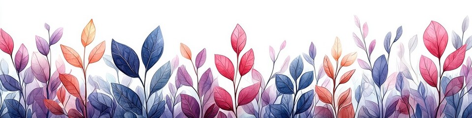 A purple and pink leaf pattern with simple background. 