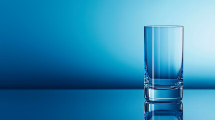 Highball Glass On Smooth Clear Blue Surface For Beverage Serving