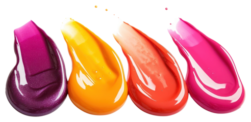 PNG Drops of nail polish cosmetics white background variation.