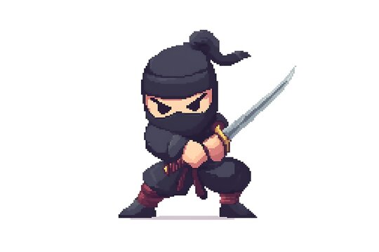 recommend clip art: Cute Ninja Cartoon Character with Sword