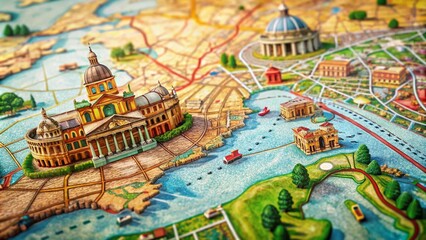 Vintage and Modern Maps of Rome Showcasing Iconic Landmarks and Historical Routes in Detail