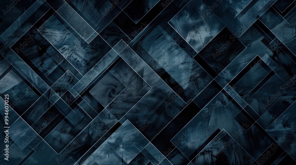 Poster intersecting lines forming complex shapes, set against a dark, contrasting background