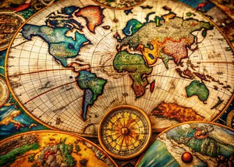 Obraz premium Vintage Cartography Collection Featuring Detailed Old Maps and Historical Navigation Charts