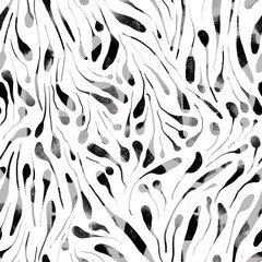 Seamless abstract textured pattern. Simple background with grey, black, white texture. Digital brush strokes. Lines. Design for textile fabrics, wrapping paper, background, wallpaper, cover.