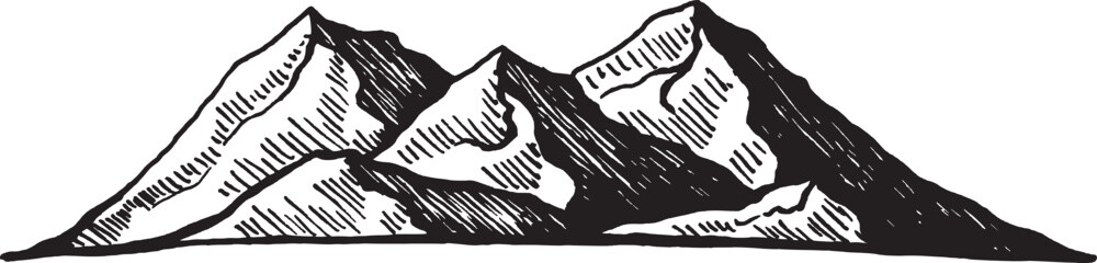 Hand Drawning Mountain Forest, Nature’s Raw Beauty Captured in Artistic Pen and black Ink.