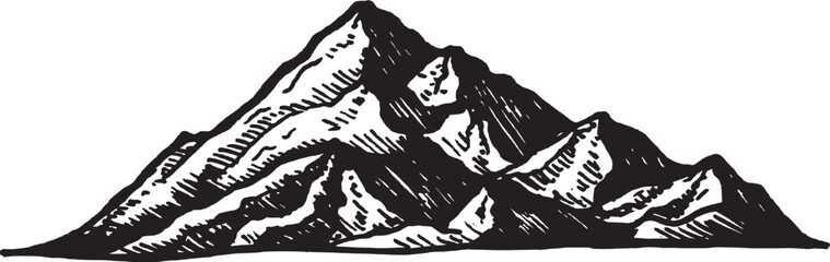 Hand Drawning Mountain Forest, Nature’s Raw Beauty Captured in Artistic Pen and black Ink.