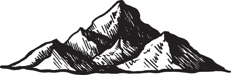 Hand Drawning Mountain Forest, Nature’s Raw Beauty Captured in Artistic Pen and black Ink.