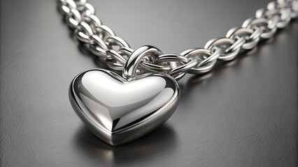 Obraz premium Golden necklace with heart shaped pendant reflecting