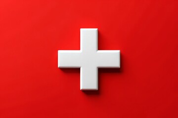 White Cross Logo on Vibrant Red Background Ideal for Medical, Health, or Emergency Services Branding