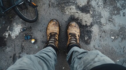 Selfies of dirty cycling footwear