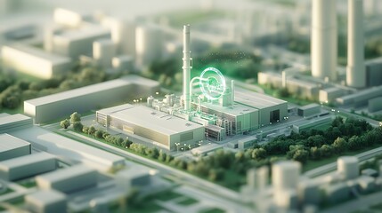 Obraz premium Modern Industrial Complex with Green Technology