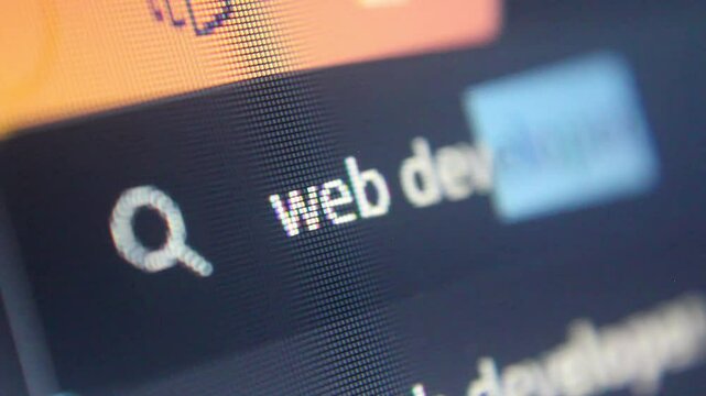 Closeup screen od Web developper typed in a web browser search bar