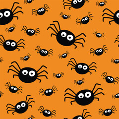 Background with creepy spiders. Halloween texture. Vector