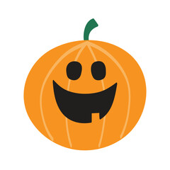 Halloween design with hand drawn pumpkin lantern. Clipart. Vector illustration