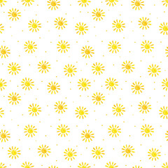 Cute sun icon seamless pattern. Summer background. Vector illustration