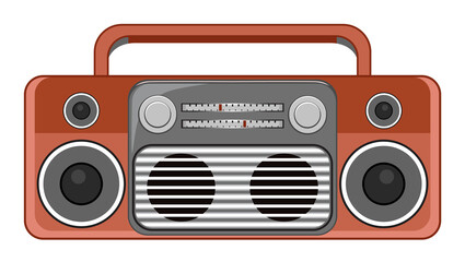 vintage radio isolated on transparent background. vector Illustration radio receiver with brown grey white color. transparent background PNG