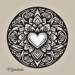 Easy coloring mandala design. Vector mandala with flowers. A decorative geometric mandala