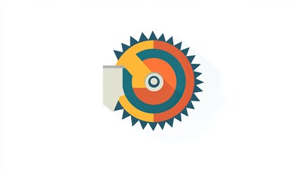 Fototapeta premium Saw circle icon A flat illustration of an industrial saw ideal for symbolizing woodworking or metalworking equipment