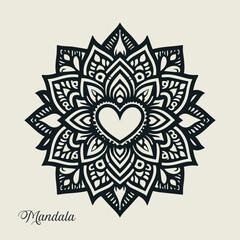 Easy coloring mandala design. Vector mandala with flowers. A decorative geometric mandala
