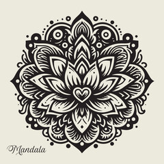 Easy coloring mandala design. Vector mandala with flowers. A decorative geometric mandala