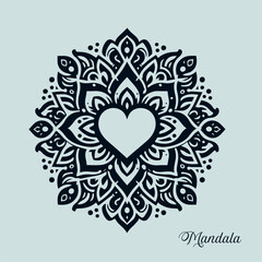 Easy coloring mandala design. Vector mandala with flowers. A decorative geometric mandala