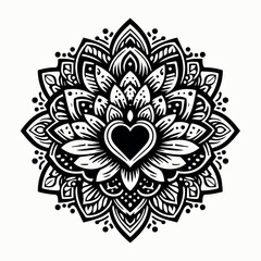 Easy coloring mandala design. Vector mandala with flowers. A decorative geometric mandala