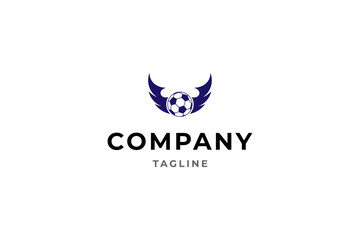 football logo with wings combination in flat vector design