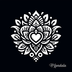 Easy coloring mandala design. Vector mandala with flowers. A decorative geometric mandala