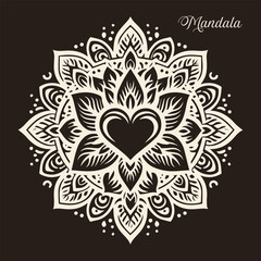 Easy coloring mandala design. Vector mandala with flowers. A decorative geometric mandala