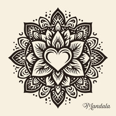 Easy coloring mandala design. Vector mandala with flowers. A decorative geometric mandala