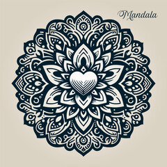 Easy coloring mandala design. Vector mandala with flowers. A decorative geometric mandala