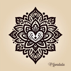Easy coloring mandala design. Vector mandala with flowers. A decorative geometric mandala