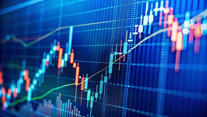Stock market chart showing bullish trend with candlestick pattern