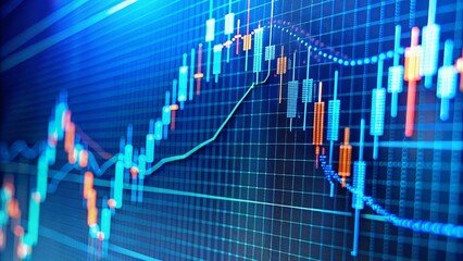 Stock market chart showing bullish trend with candlestick pattern