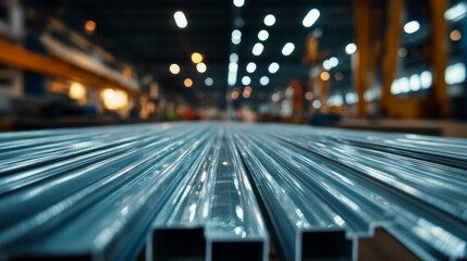 Close-up of metal ceiling frame for suspended ceiling installation, unfinished room, construction tools in the background, clean lines, sharp focus, high-resolution detail