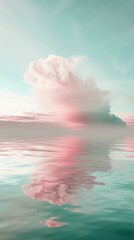 Naklejka premium Abstract serene pastel pink and teal sky reflected on calm water surface for presentations and backgrounds