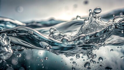 Clear water is splashing and forming bubbles on the surface