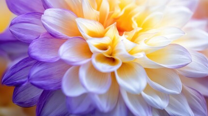 Fototapeta premium Beautiful multicolored petals with intricate textures, displaying vibrant purple, yellow, and white hues in a stunning close-up floral composition