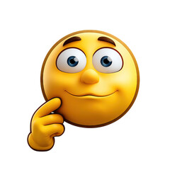 Smiling emoji with hand on chin