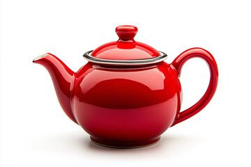 red teapot isolated on white
